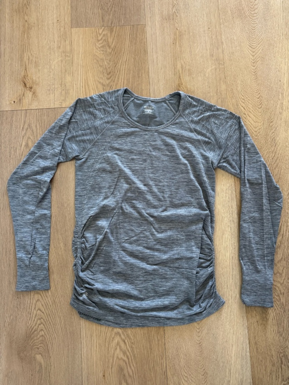 Athleta Long Sleeve Seamless Ruched Top Heather Grey Medium